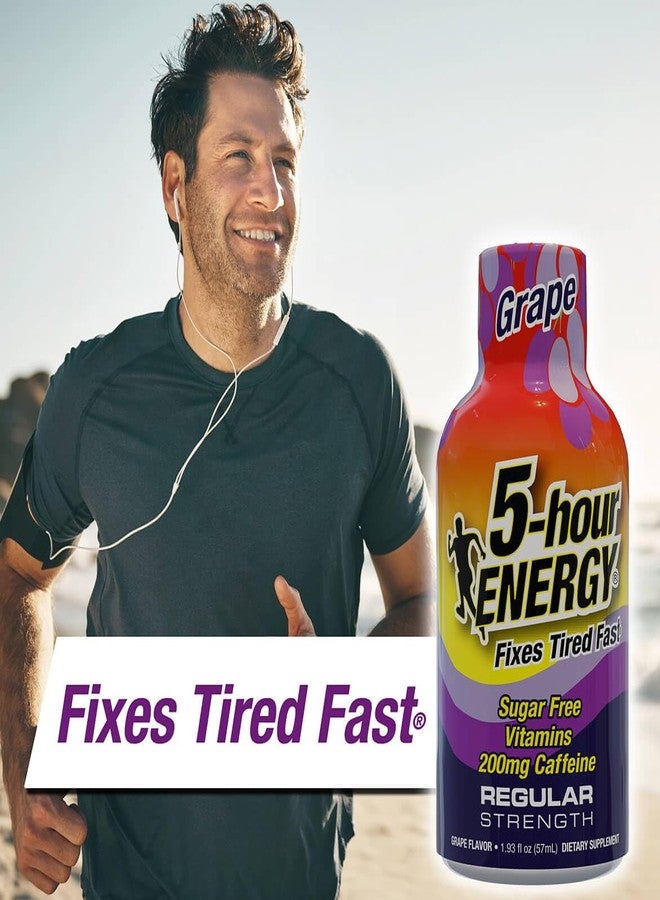 5-hour ENERGY مشروب طاقة 5-hour ENERGY ذو القوة العادية، عبوة من 20 زجاجة، 1.93 أونصة - معزز طاقة خالٍ من السكر والكافيين مع فيتامينات ب والأحماض الأمينية - خالٍ من السعرات الحرارية (20 زجاجة - نكهة واحدة، عنب ذو قوة عادية) - Image 3